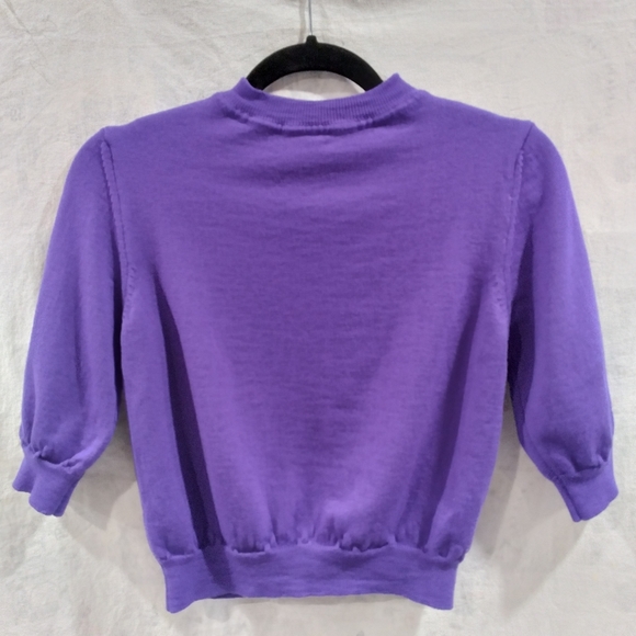 Bartolini 100% merino wool made in Italy cropped purple sweater in medium EUC - Picture 1 of 5